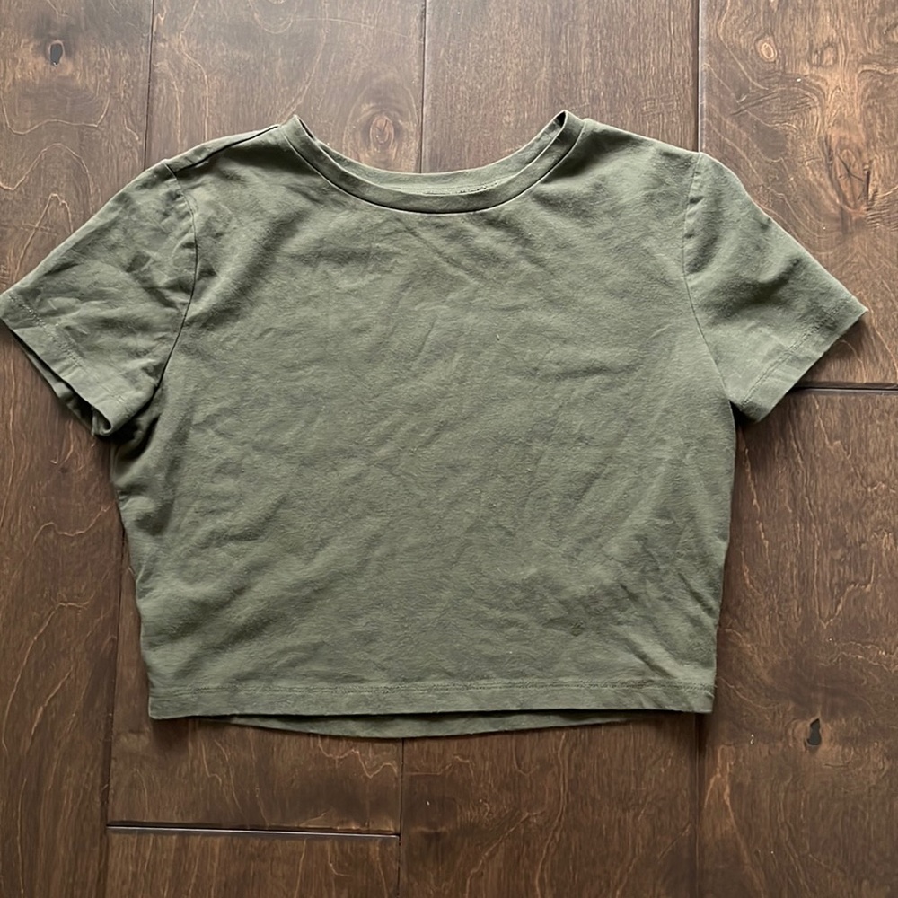 NWOT Army green crop top